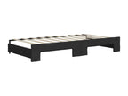 Bed - Black Polyester Fabric, W 83.9 x D 39.4 x H 26.4 in