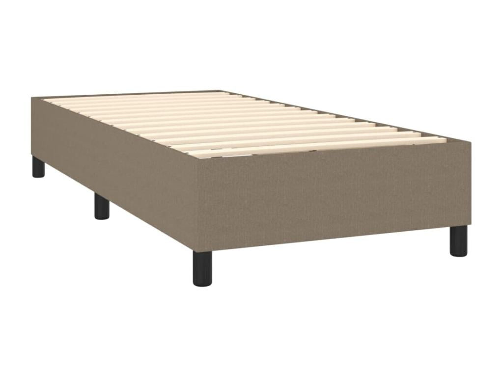 Bed Frame with Mattress with LED - Taupe Polyester Fabric, W 79.9 x D 39.4 x H 50.4 in