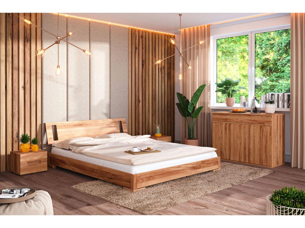 Bed - Natural Hetre, W 78.7 x D 63 x H 26.8 in