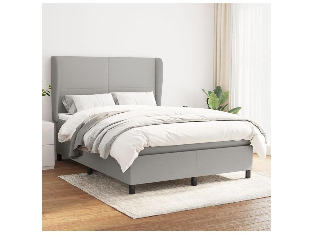 Bed Frame with Mattress - White Polyester Fabric, W 76 x D 57.9 x H 46.5 in