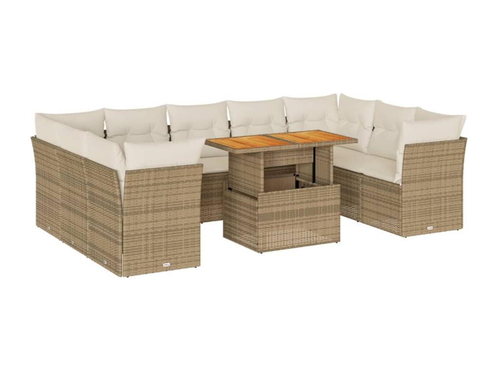 10-Piece Outdoor Patio Set with Cushions - Gray Polyester Fabric, W 39.4 x D 21.7 x H 28.7 in