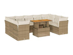 10-Piece Outdoor Patio Set with Cushions - Gray Polyester Fabric, W 39.4 x D 21.7 x H 28.7 in