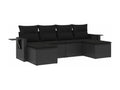 6-Piece Outdoor Patio Set with Cushions - Beige Resin, W 24.4 x D 24.4 x H 27.2 in