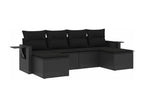 6-Piece Outdoor Patio Set with Cushions - Beige Resin, W 24.4 x D 24.4 x H 27.2 in