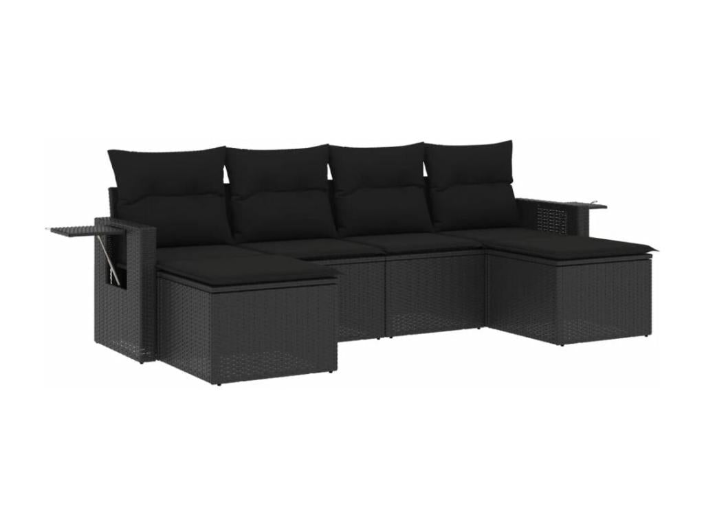6-Piece Outdoor Patio Set with Cushions - Beige Resin, W 24.4 x D 24.4 x H 27.2 in