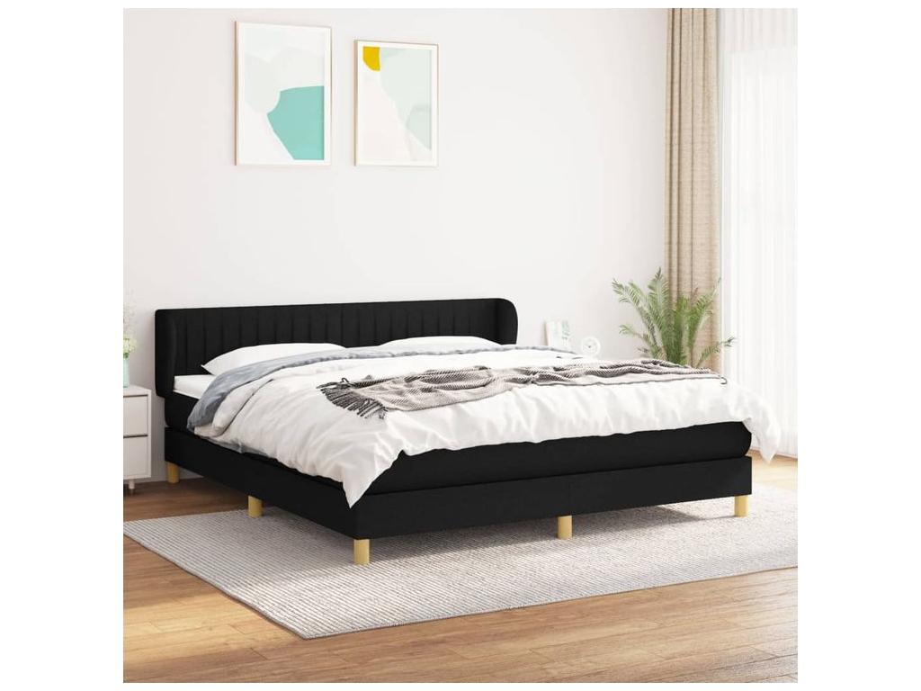 Bed Frame with Mattress - White Polyester Fabric, W 79.9 x D 72 x H 30.7 in