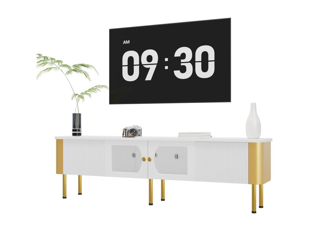 TV Stand - White Engineered Wood, W 66.9 x D 13.4 x H 17.7 in