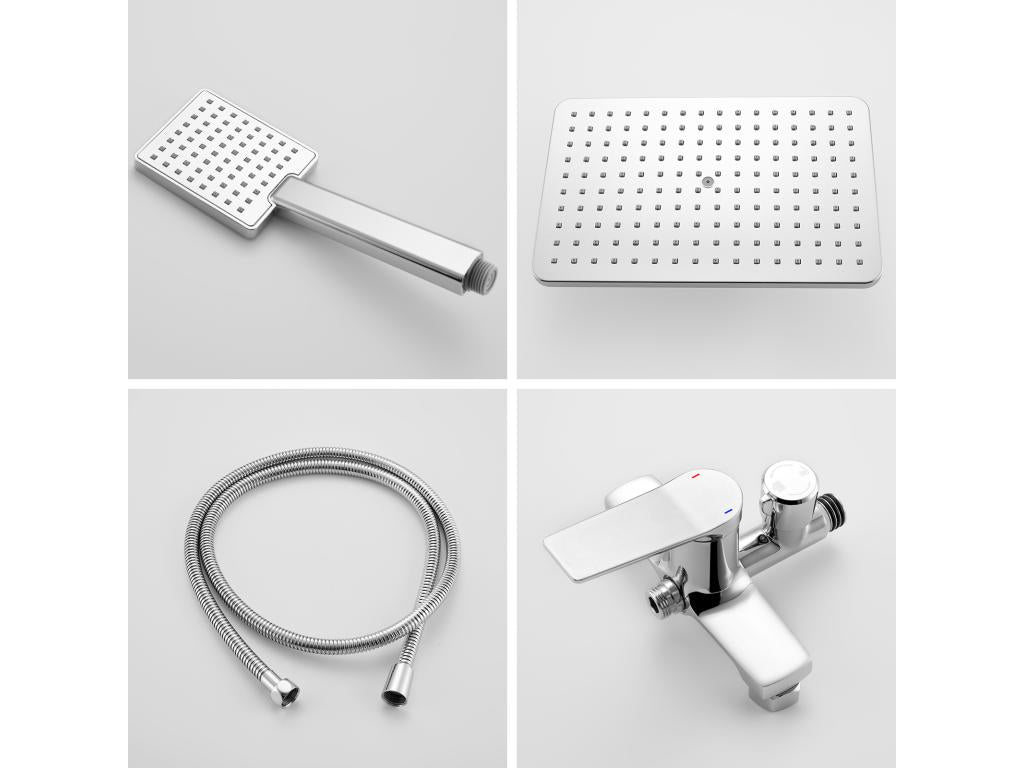 Set of 6 Shower Columns - Silver Laiton, W 28.7 x D 28.7 x H 48.8 in