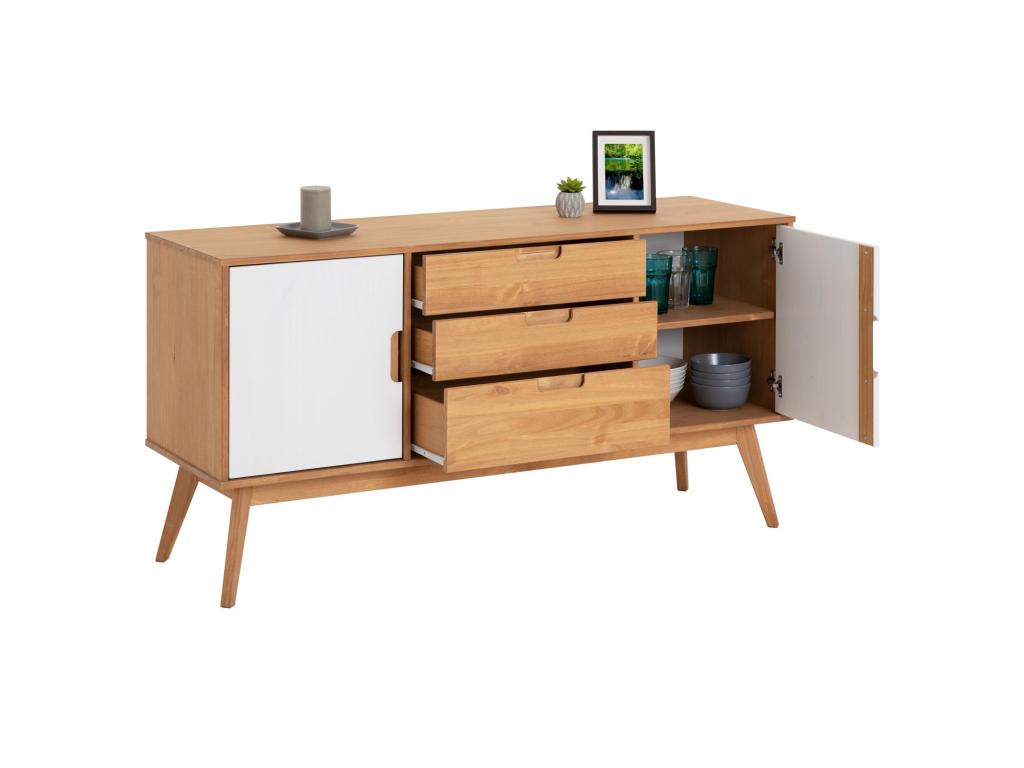 Dresser - Brown Wood, W 57.1 x D 17.7 x H 29.5 in