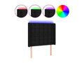 Bed with LED - Black Polyester Fabric, W 36.6 x D 6.3 x H 50.4 in