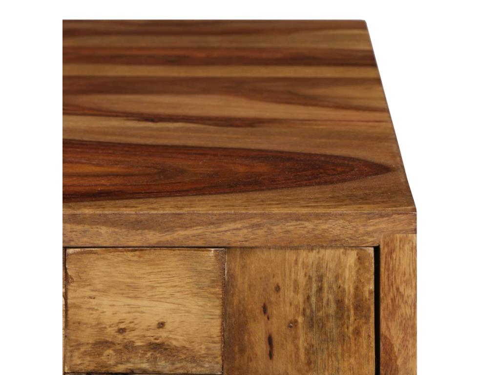 Coffee Table - Brown Wood, W 43.3 x D 19.7 x H 14.6 in