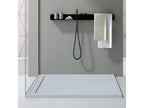 Shower Tray - Light Gray Resin, W 55.1 x D 27.6 x H 1.2 in