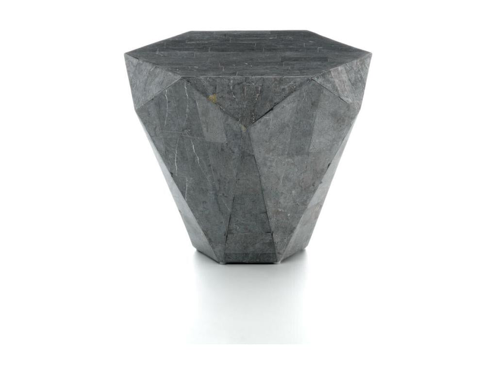 Coffee Table - Gray Solid Surface, W 23.6 x D 23.6 x H 19.7 in