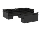 Set of 14 Outdoor Patio Sets with Cushions - Black Resin, W 21.7 x D 21.7 x H 14.6 in