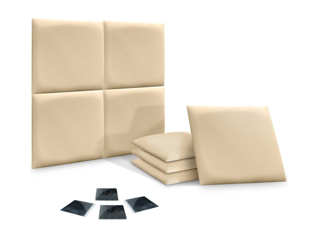 Set of 8 Home Items - Yellow Faux Leather, W 19.7 x D 1.6 x H 19.7 in