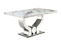 Table - White Glass, W 59.1 x D 35.4 x H 29.5 in