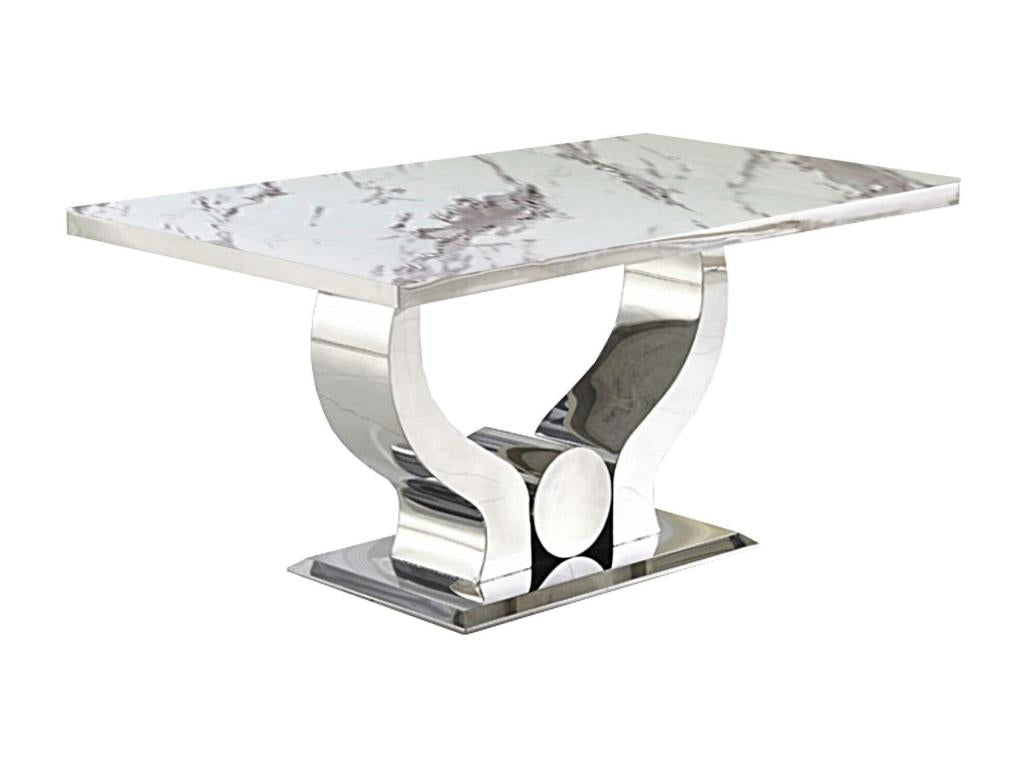 Table - White Glass, W 59.1 x D 35.4 x H 29.5 in