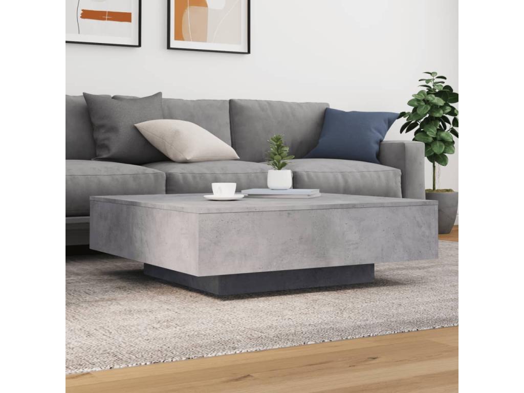 Coffee Table - Light Gray Wood, W 39.4 x D 39.4 x H 0 in