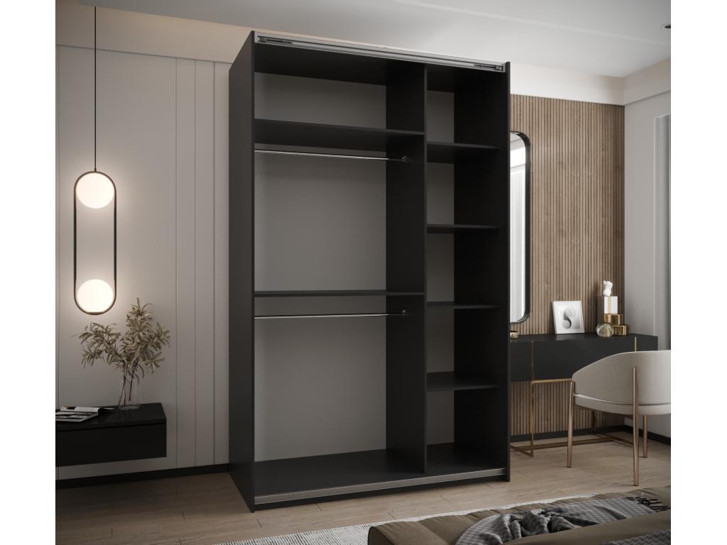 Wardrobe - Black Wood, W 59.1 x D 25.2 x H 96.7 in
