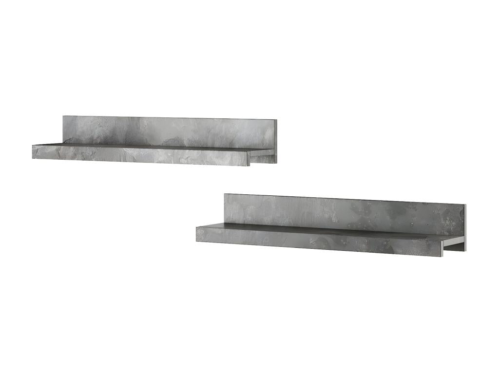 Set of 2 Shelfs - Light Gray Wood, W 35.4 x D 7.9 x H 5.9 in