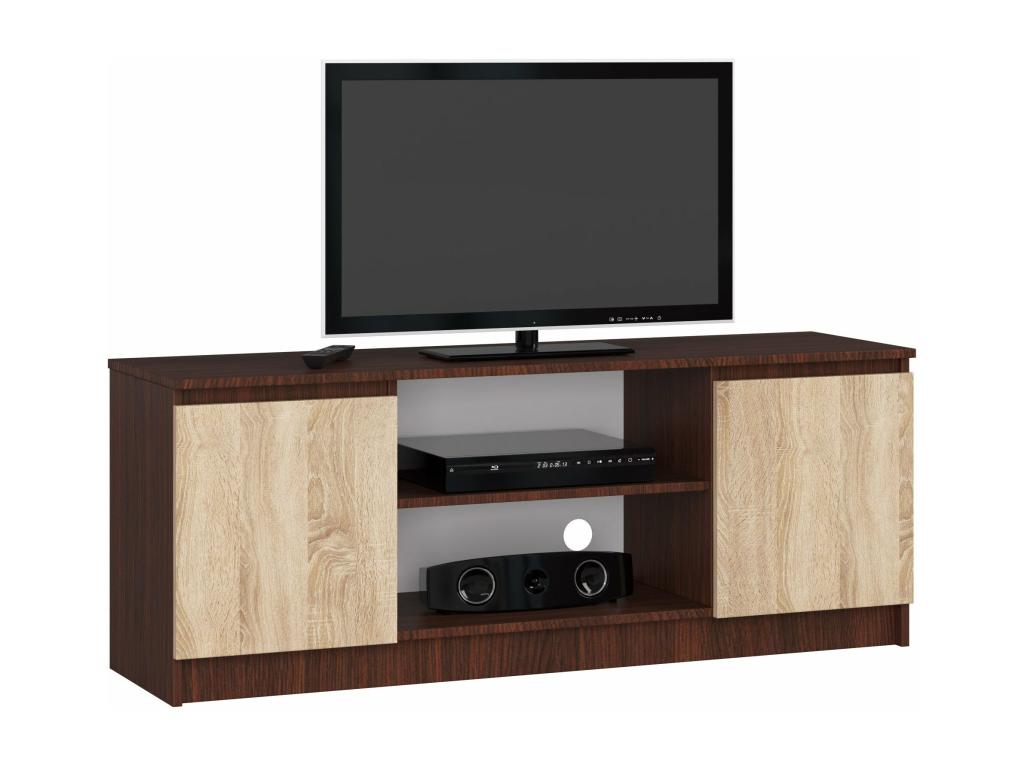 TV Stand - Brown Wood, W 55.1 x D 15.7 x H 21.3 in