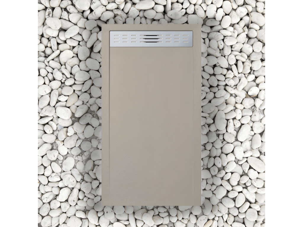 Shower Tray - Beige Resin, W 49.2 x D 31.5 x H 1.2 in