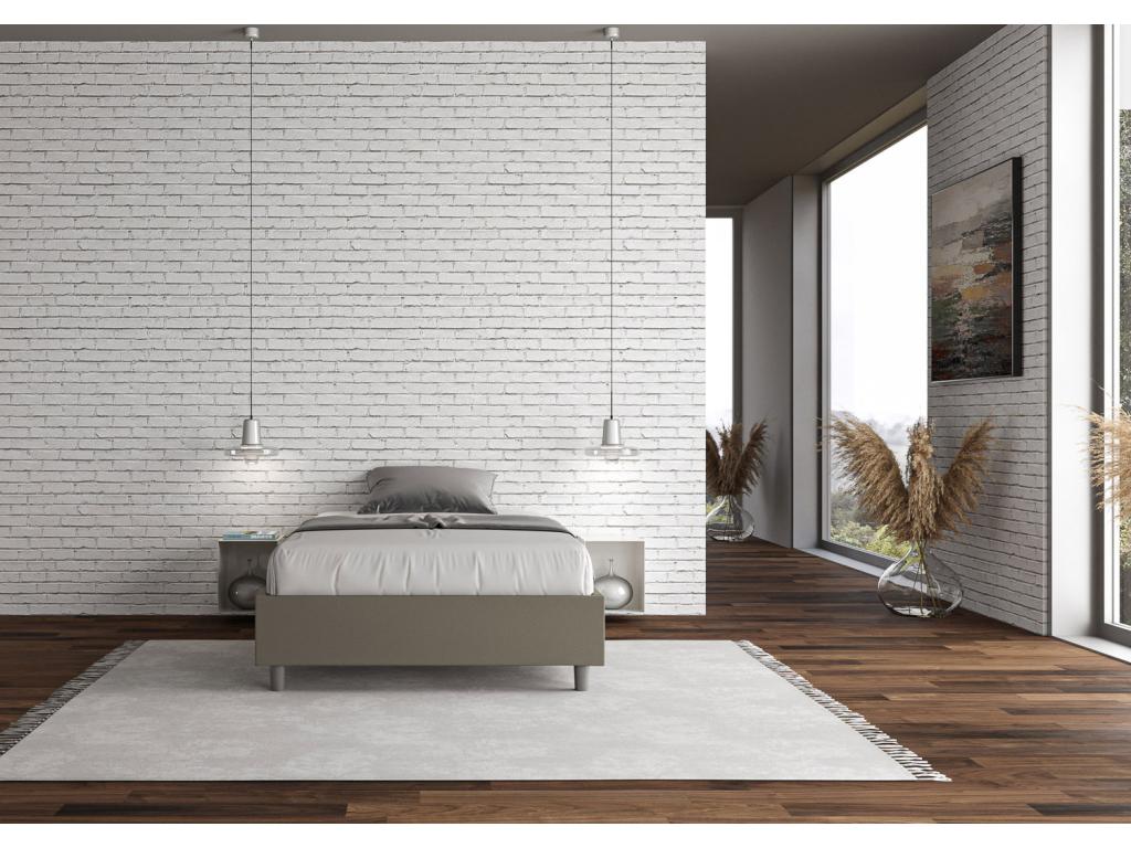 Bed - Brown Faux Leather, Synthetic Leather, Engineered Wood, W 61 x D 83.5 x H 15.4 in