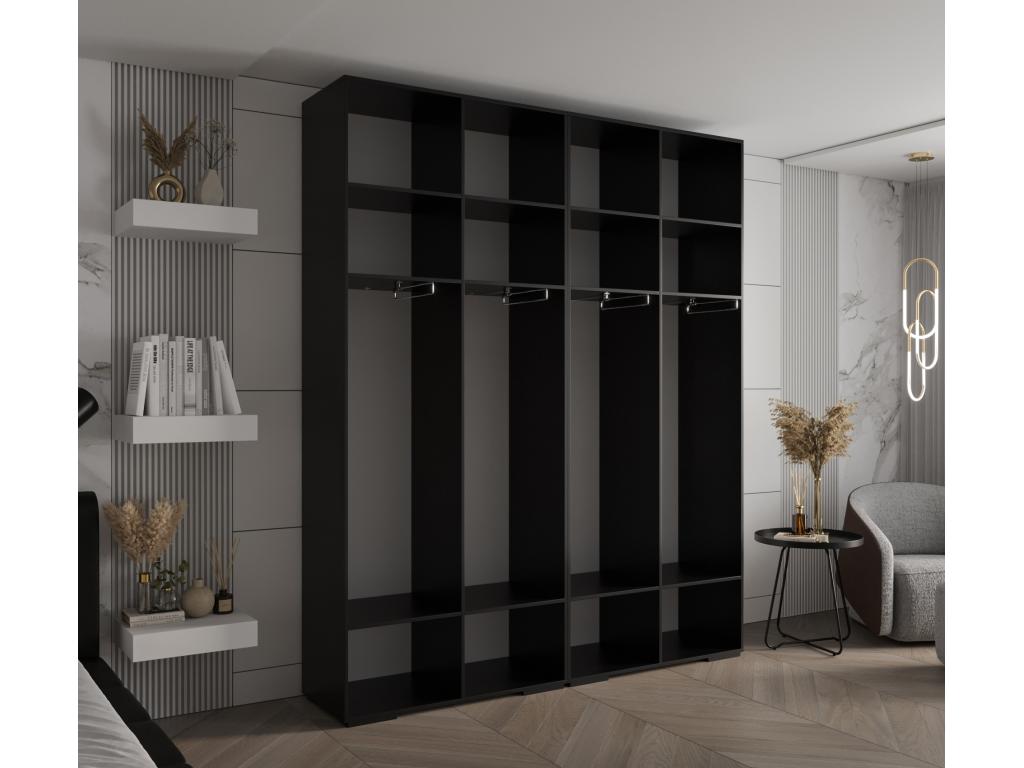 Wardrobe - Black Engineered Wood, W 78.7 x D 18.5 x H 93.2 in