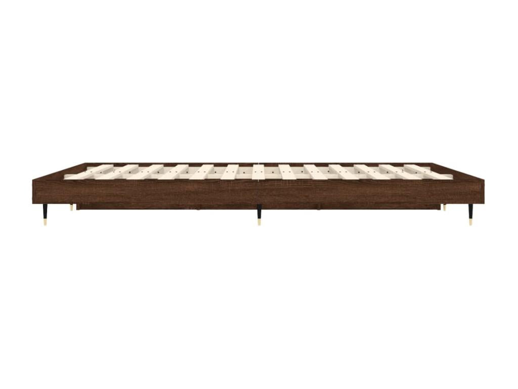 Bed - Brown Wood, W 76 x D 48.4 x H 7.9 in