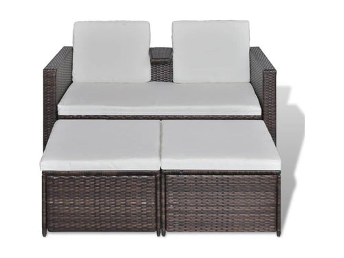 4-Piece Outdoor Patio Set with Cushions - Black Wood, W 27.6 x D 27.6 x H 26.4 in