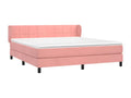 Bed Frame with Mattress - Pink Wood, W 79.9 x D 72 x H 34.6 in