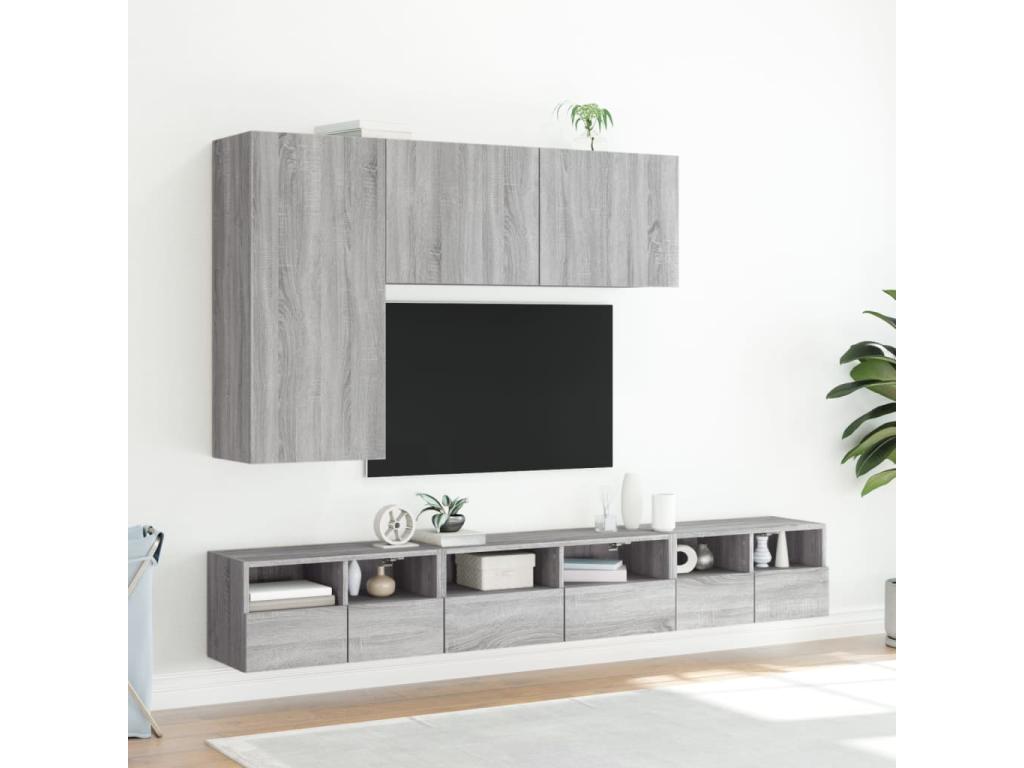 TV Stand - Gray Wood, W 23.6 x D 11.8 x H 11.8 in