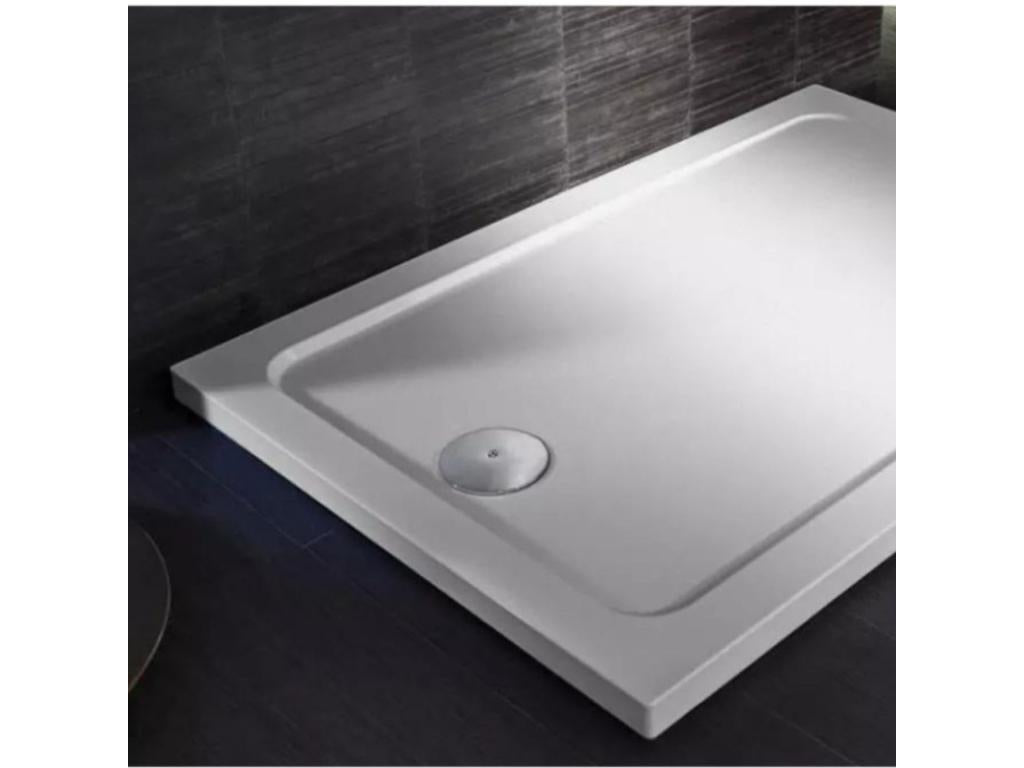 Shower Tray - White Ceramic, W 55.1 x D 39.4 x H 1.6 in