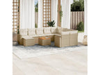11-Piece Outdoor Patio Set with Cushions - Beige Resin, W 25.8 x D 24.4 x H 27.2 in