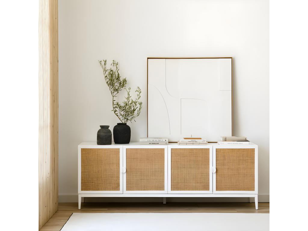 TV Stand - Natural Engineered Wood, W 16.5 x D 70.9 x H 25.2 in