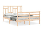 Bed Frame with Headboard - Natural Wood, W 77 x D 49.4 x H 39.4 in