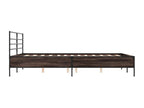 Bed Frame with Mattress - Brown Wood, W 79.9 x D 64.2 x H 29.1 in