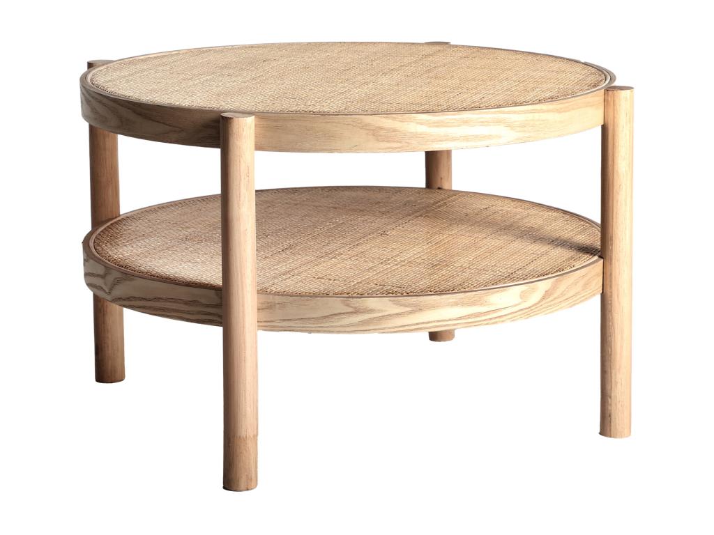 Coffee Table - Brown Wood, W 30.3 x D 30.3 x H 17.7 in