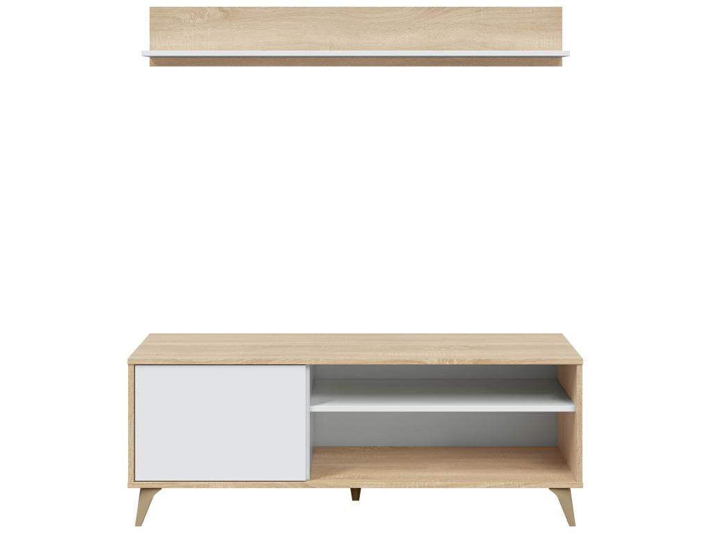 TV Stand - White Oak Wood, W 53.1 x D 15.7 x H 19.7 in