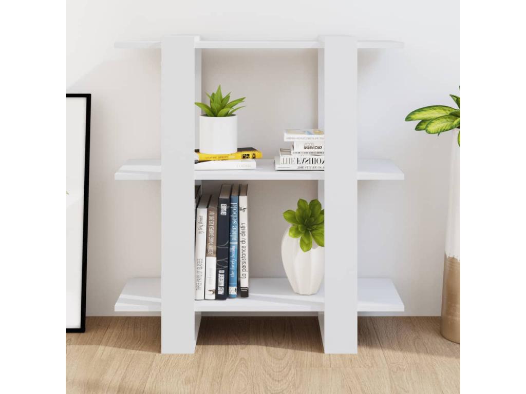 Bookcase - White Wood, W 31.5 x D 11.8 x H 34.3 in