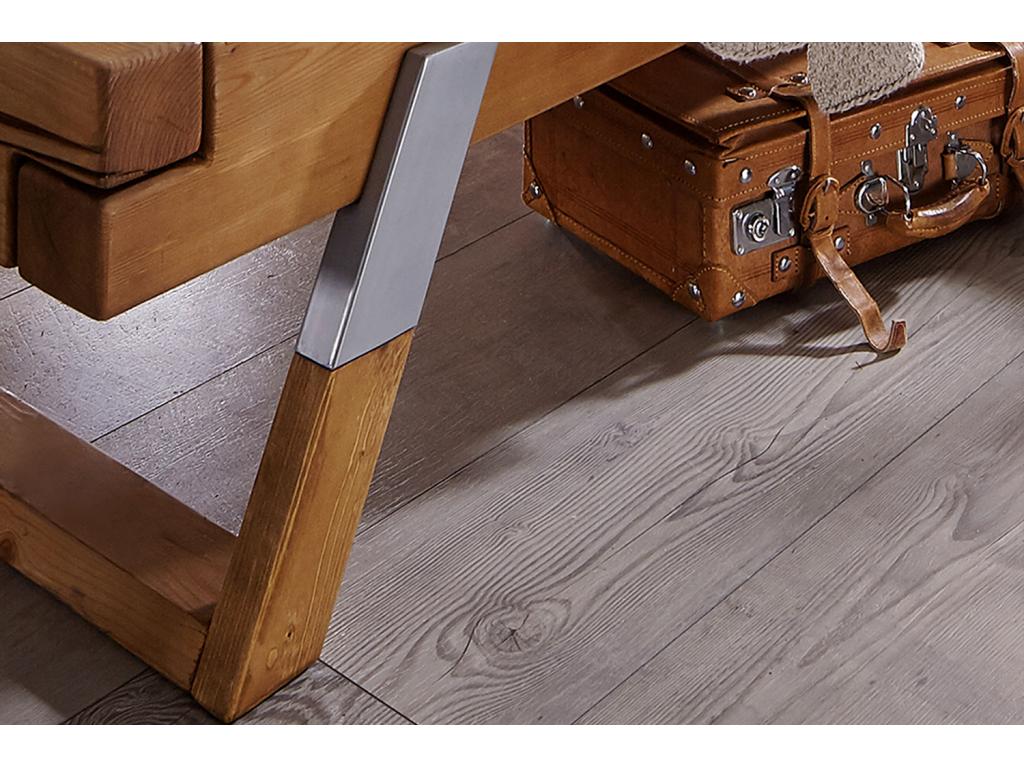 Bed - Brown Wood, W 87.4 x D 88.6 x H 34.3 in