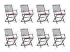 Set of 8 Chairs - Red Polyester Fabric, W 21.3 x D 22.4 x H 35.8 in