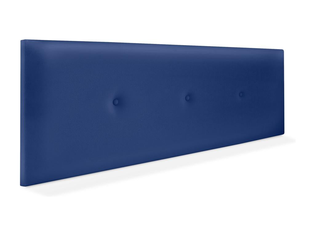 Bed - Blue Faux Leather, Pine Wood, W 59.1 x D 1.6 x H 19.7 in