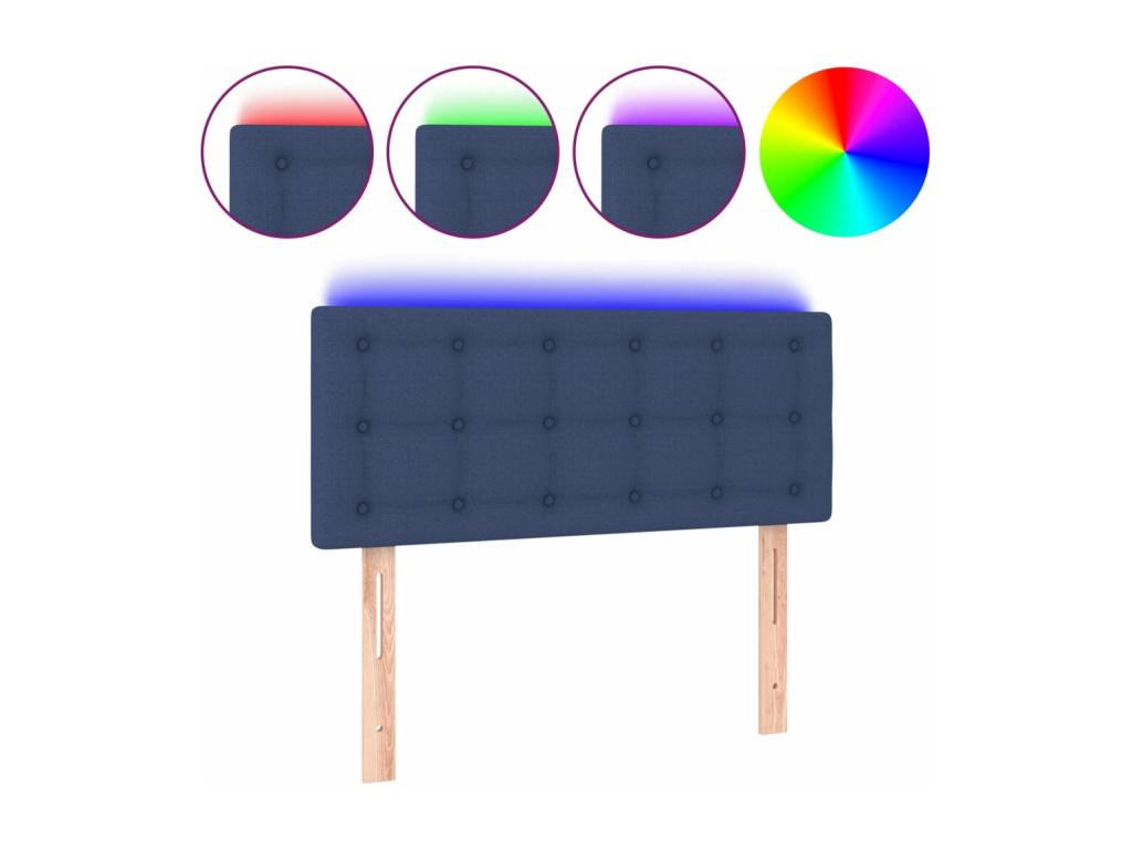 Bed with LED - Blue Polyester Fabric, W 31.5 x D 2 x H 34.6 in