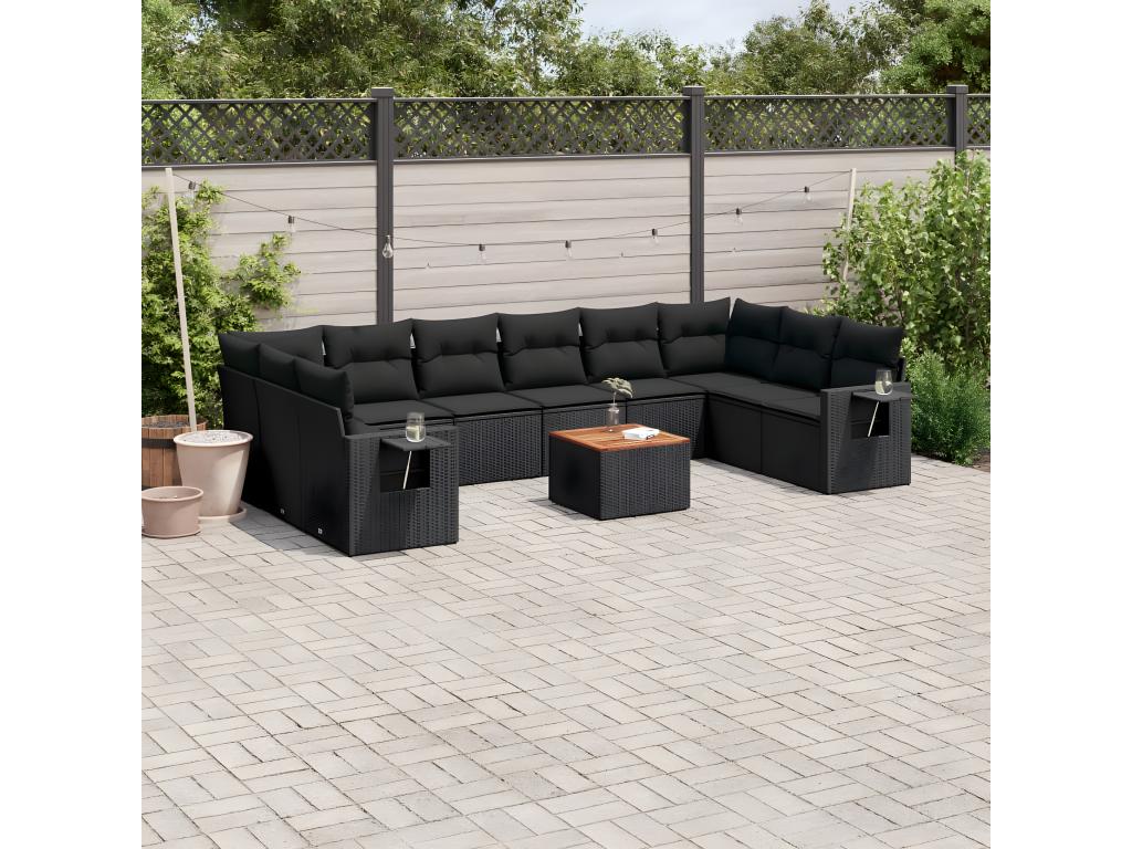 11-Piece Outdoor Patio Set with Cushions - Gray Resin, W 32.7 x D 24.4 x H 27.2 in