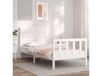 Bed Frame with Mattress - White Wood, W 80.9 x D 41.5 x H 39.4 in