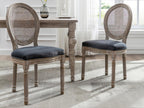 Set of 2 Chairs - Gray Polyester Fabric, Solid Wood, W 19.3 x D 22.6 x H 37.4 in