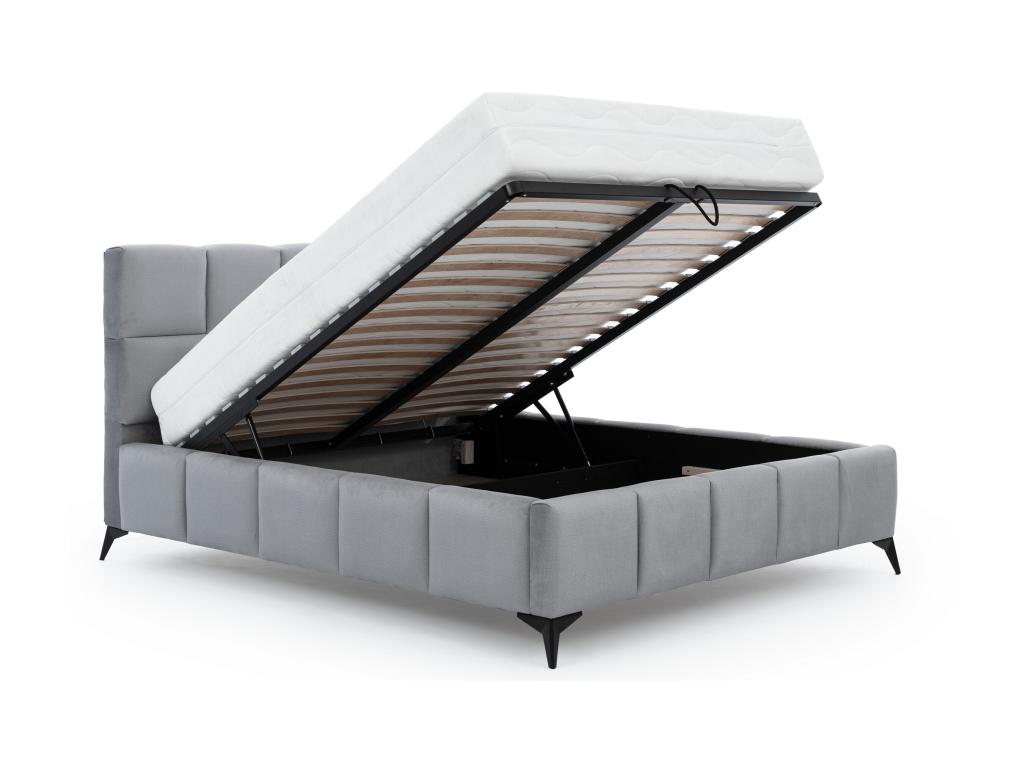 Bed - Brown Velvet, W 70.9 x D 86.6 x H 27.6 in