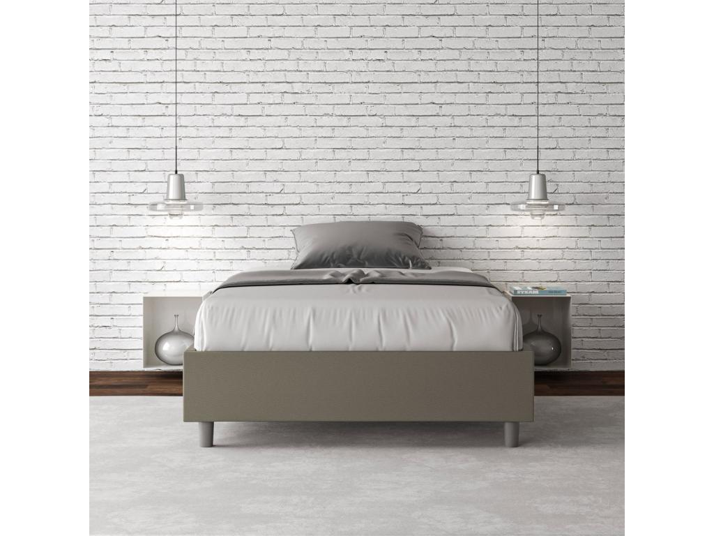 Bed - Brown Faux Leather, Synthetic Leather, Engineered Wood, W 61 x D 83.5 x H 15.4 in