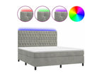 Bed Frame with Mattress with LED - Light Gray Wood, W 79.9 x D 63 x H 50.4 in